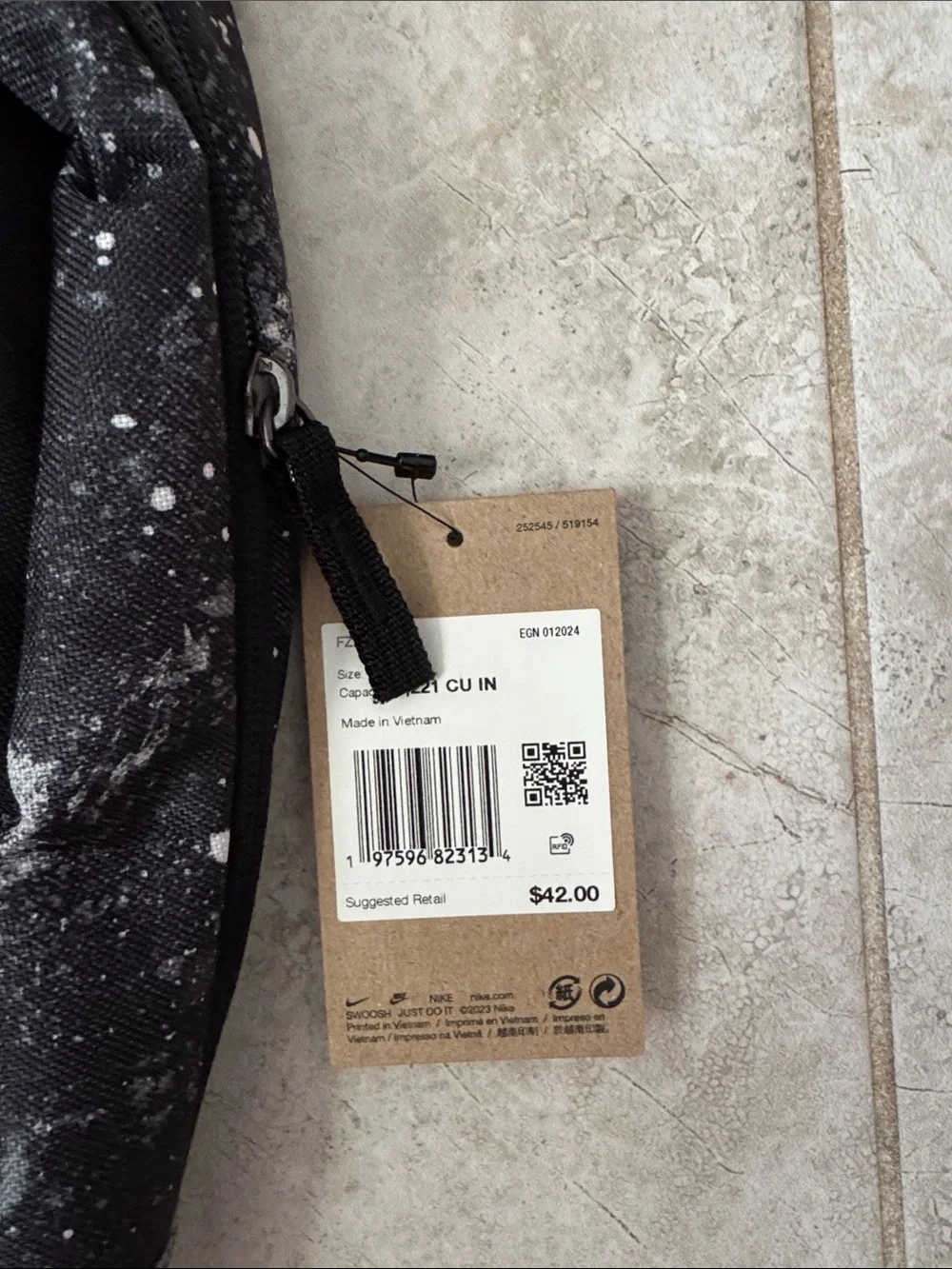 Nike Black and White Splatter Print Backpack - Men's School